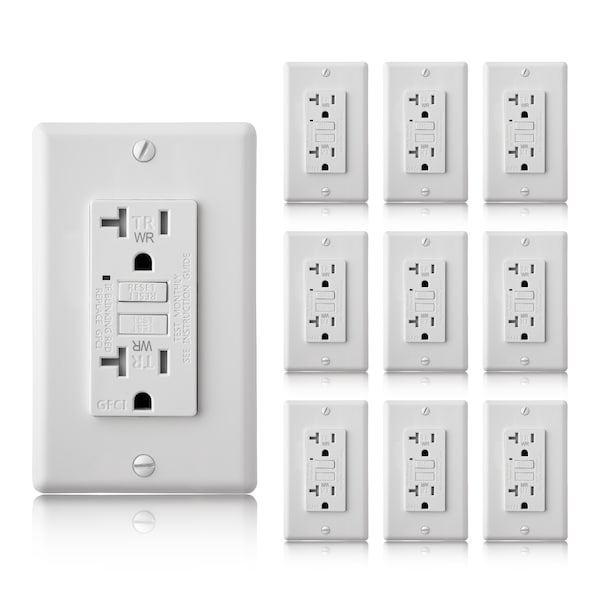 Faith Self-Test 20A TR WR GFCI Outlet Receptacle, White, PK 10 GLS-20ATRWR-WH-10 - main